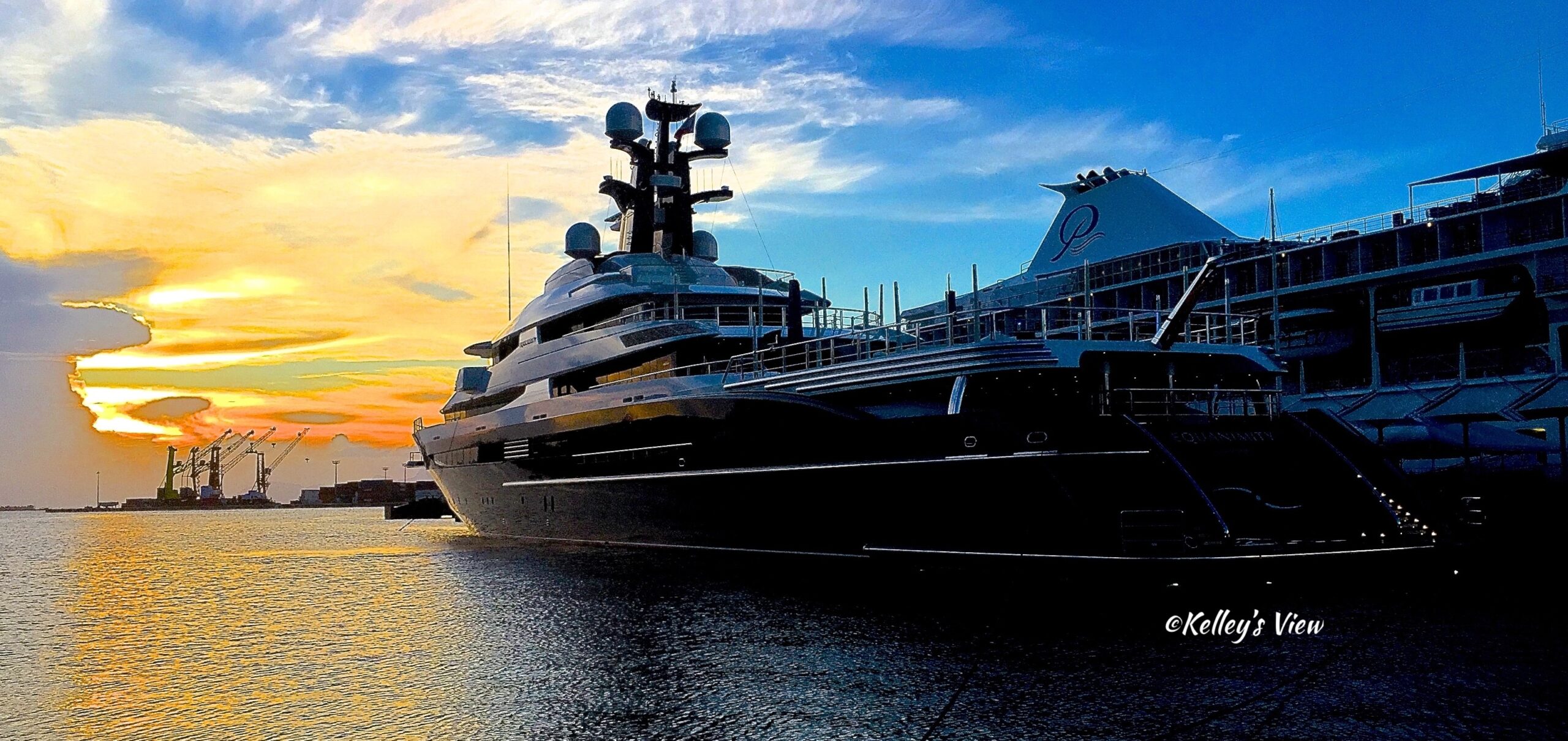 Equanimity yacht at sunset